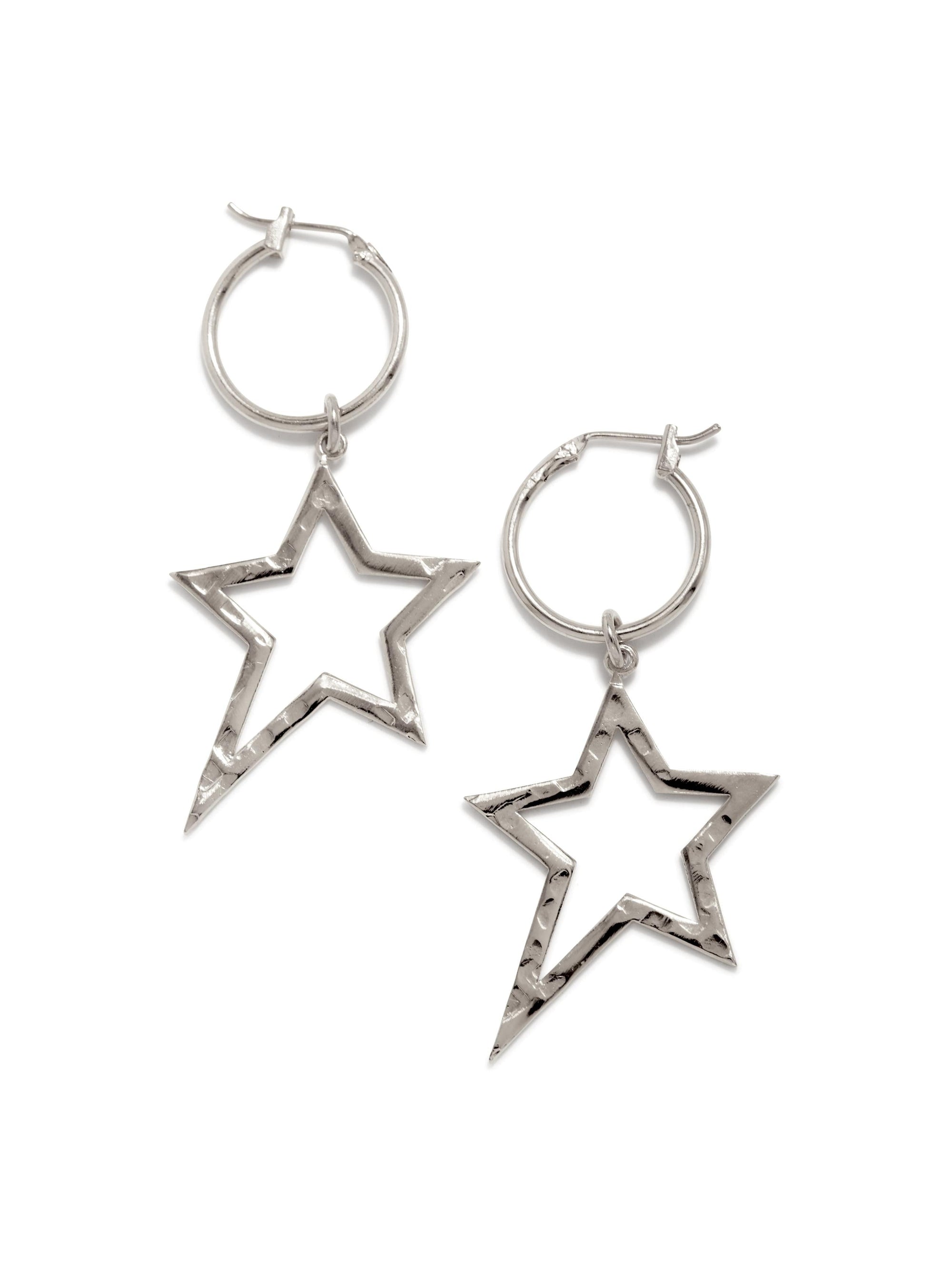 Silver Shooting Star Dust Hoop Earrings-Earrings-JAREDJAMIN Jewelry Online-JAREDJAMIN - Fashion Jewelry & Accessories