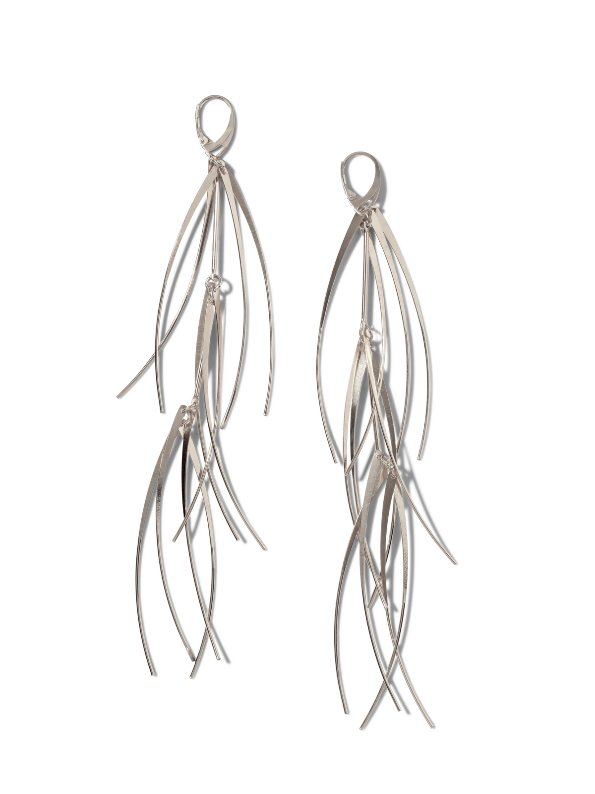 Silver Long Tinsel Earrings-Earrings-JAREDJAMIN Jewelry Online-JAREDJAMIN - Fashion Jewelry &amp; Accessories