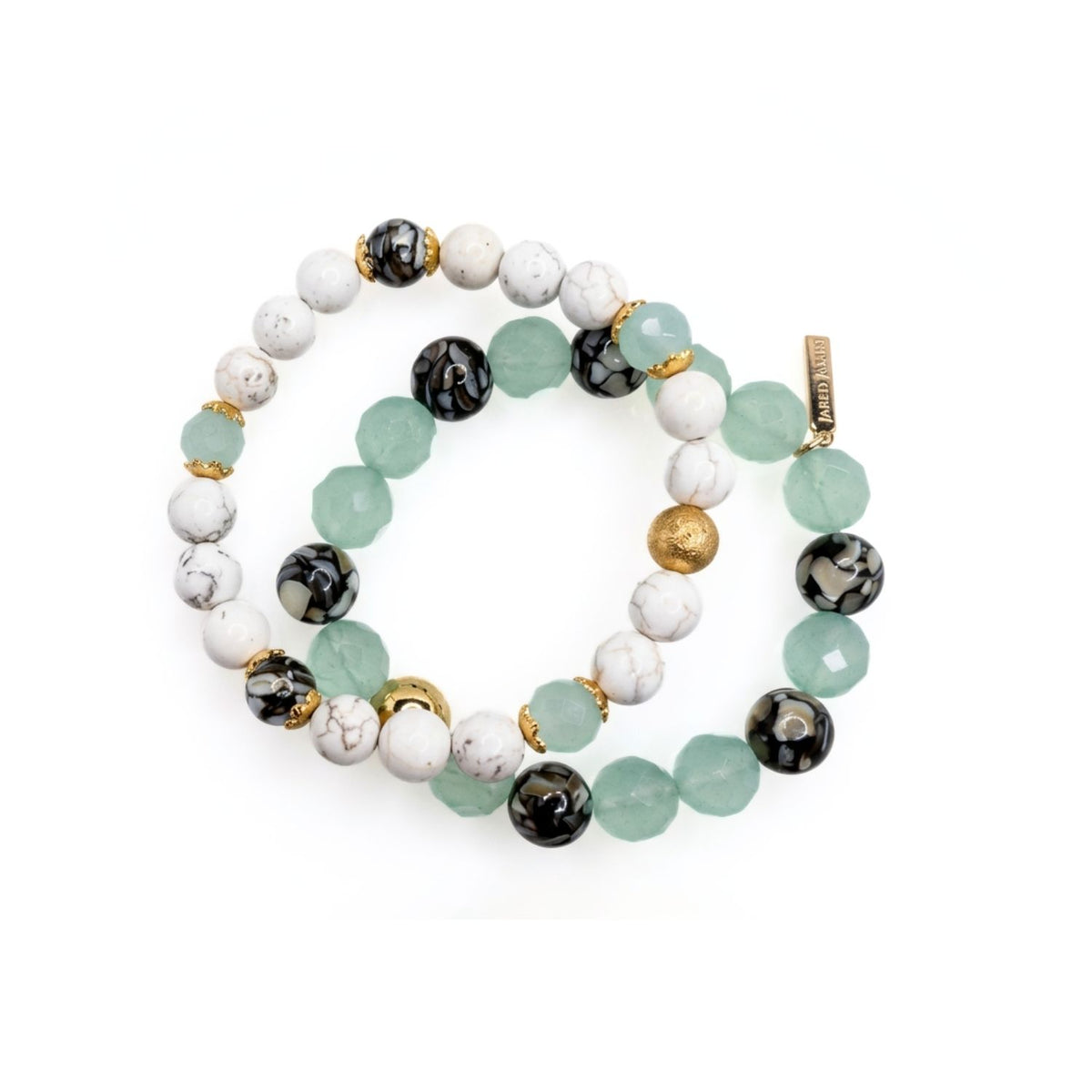 Sirena Green Quartz and Inlaid Shell Bracelet Set