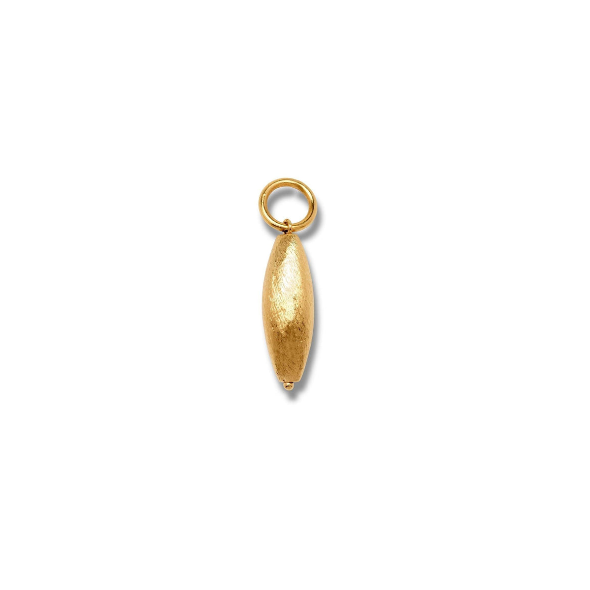 oro Zeppelin collar colgante dije, an elongated oval colgante in lustrous bañado en oro metal con a brushed finish, crafted in small batches in West Hollywood. JAREDJAMIN Essential: Artisanal, sustainable de lujo, signature texture.