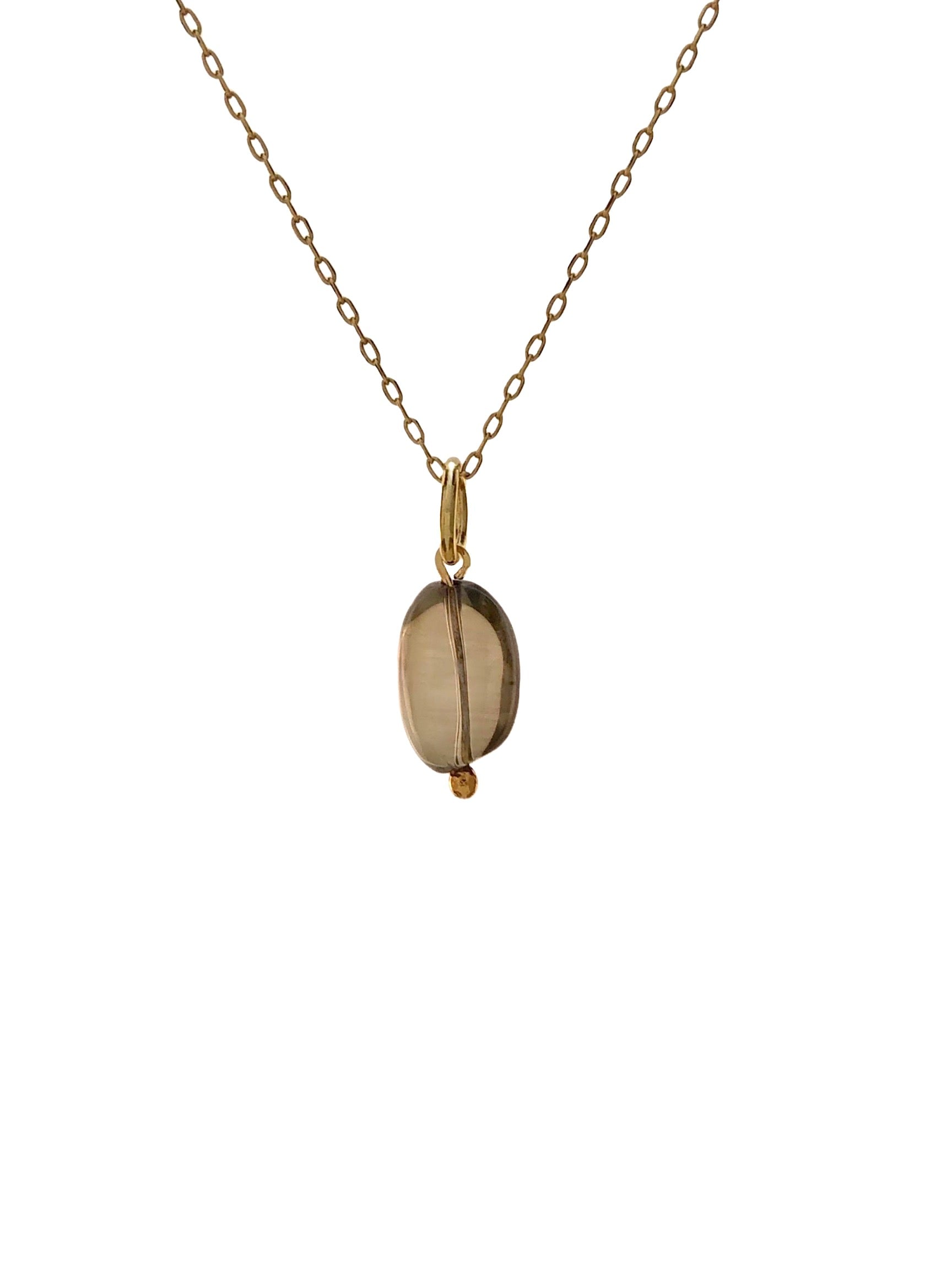 Smoky Quartz Pebble Necklace Pendant Charm-Pendant Charms-JAREDJAMIN Jewelry Online-JAREDJAMIN - Fashion Jewelry & Accessories