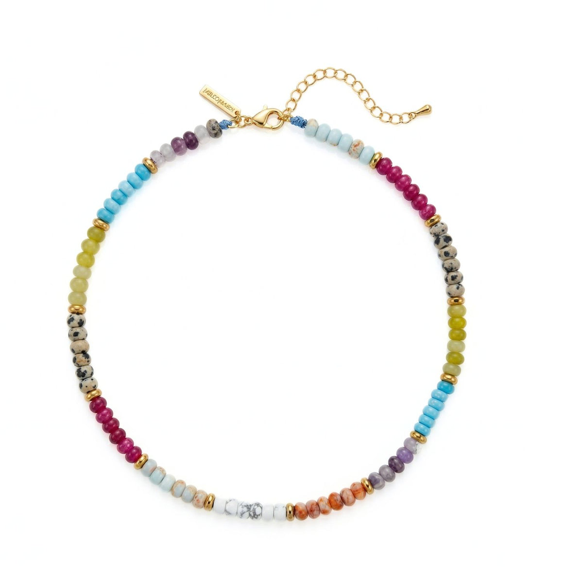 Hand-assembled in our West Hollywood studio, the Taylor Beaded Necklace Dalmatian punctuates multicolored gemstones with gold spacers and sculpted accents. Crafted in small, eco-conscious batches. Style Note: transitions from crisp shirting to velvet dusk.