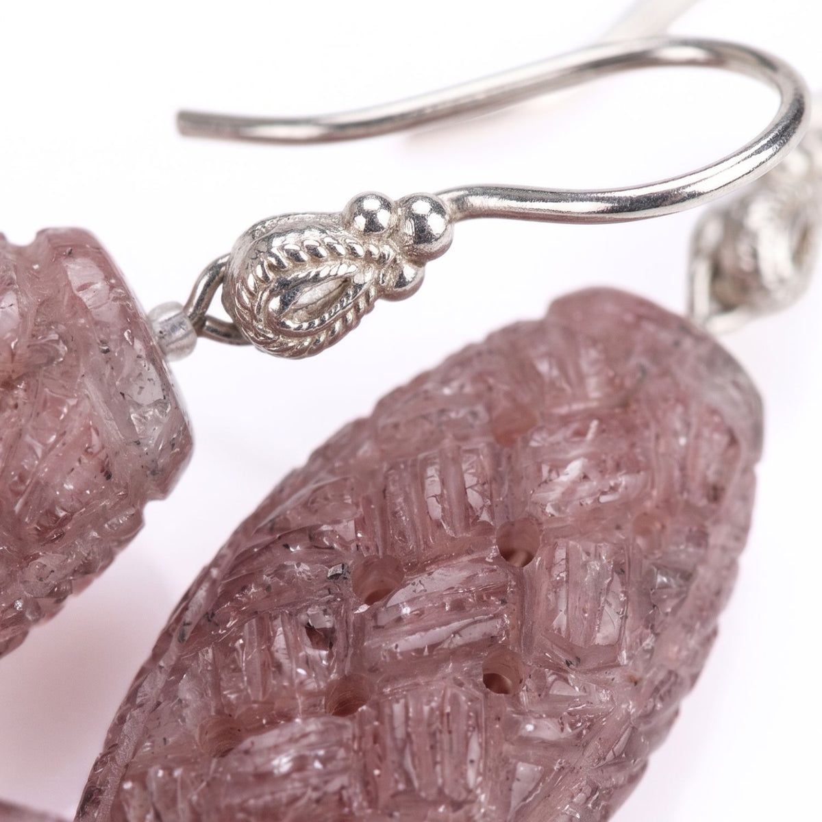 Trellis Carved Sandstone One-of-a-Kind Dangle Earrings