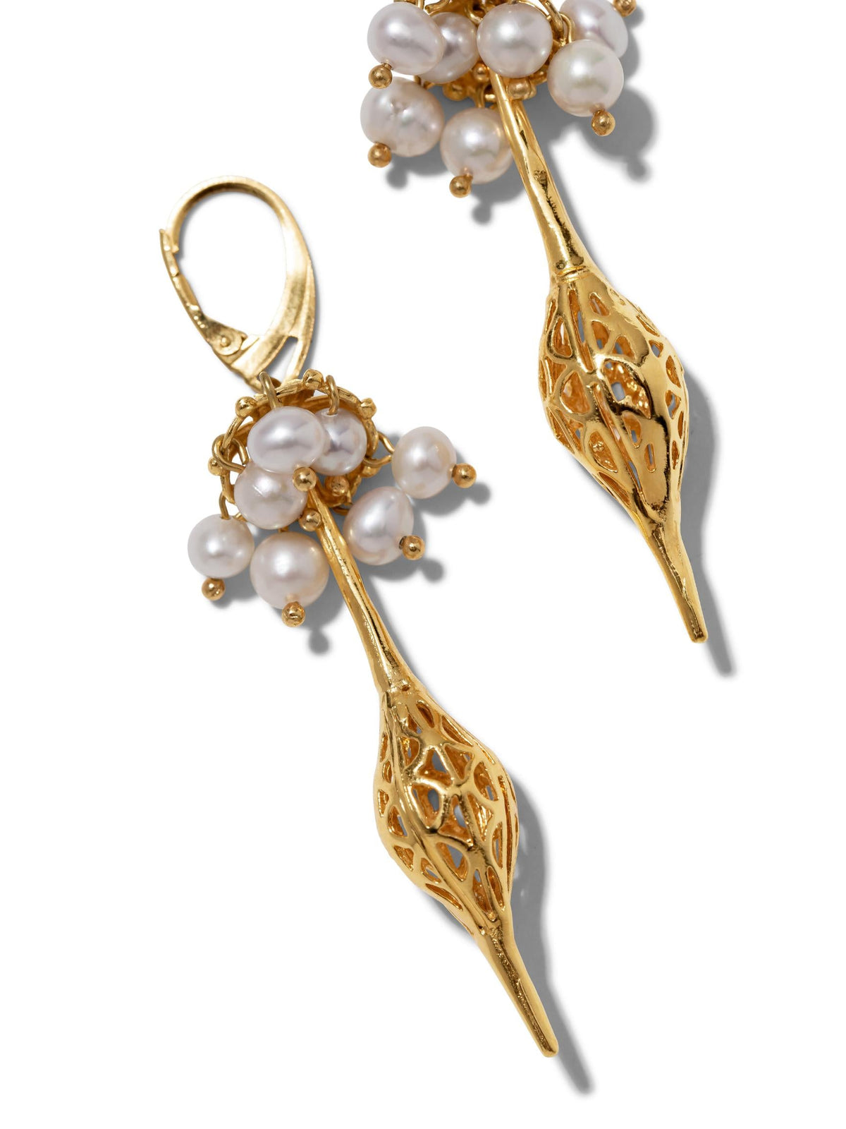 Umbrella Pearl Gold Oriental Hoop Earrings-Earrings-JAREDJAMIN Jewelry Online-JAREDJAMIN