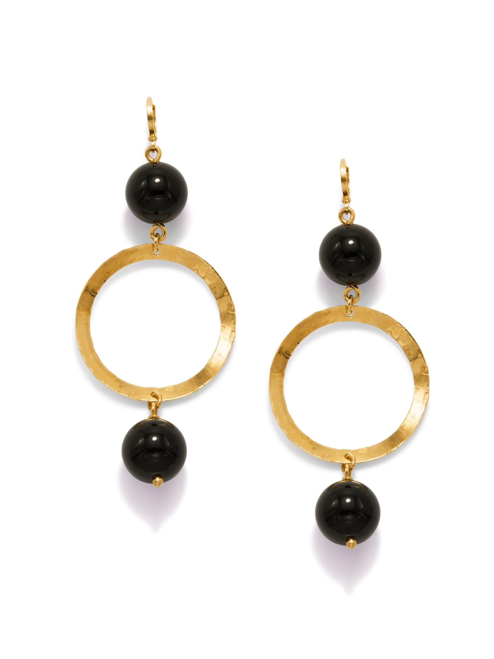 Ursula Gold Onyx Earrings-Earrings-JAREDJAMIN Jewelry Online-JAREDJAMIN