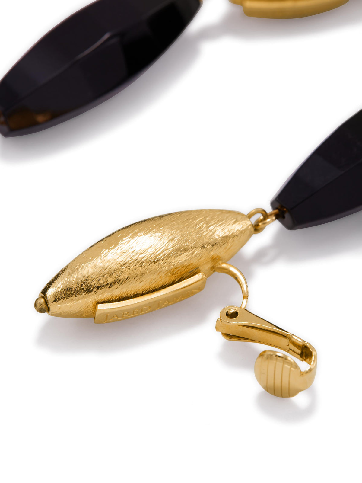 Zeppelin Gold Isla Onyx Clipon Earrings-Earrings-JAREDJAMIN Jewelry Online-Gold-JARED JAMIN