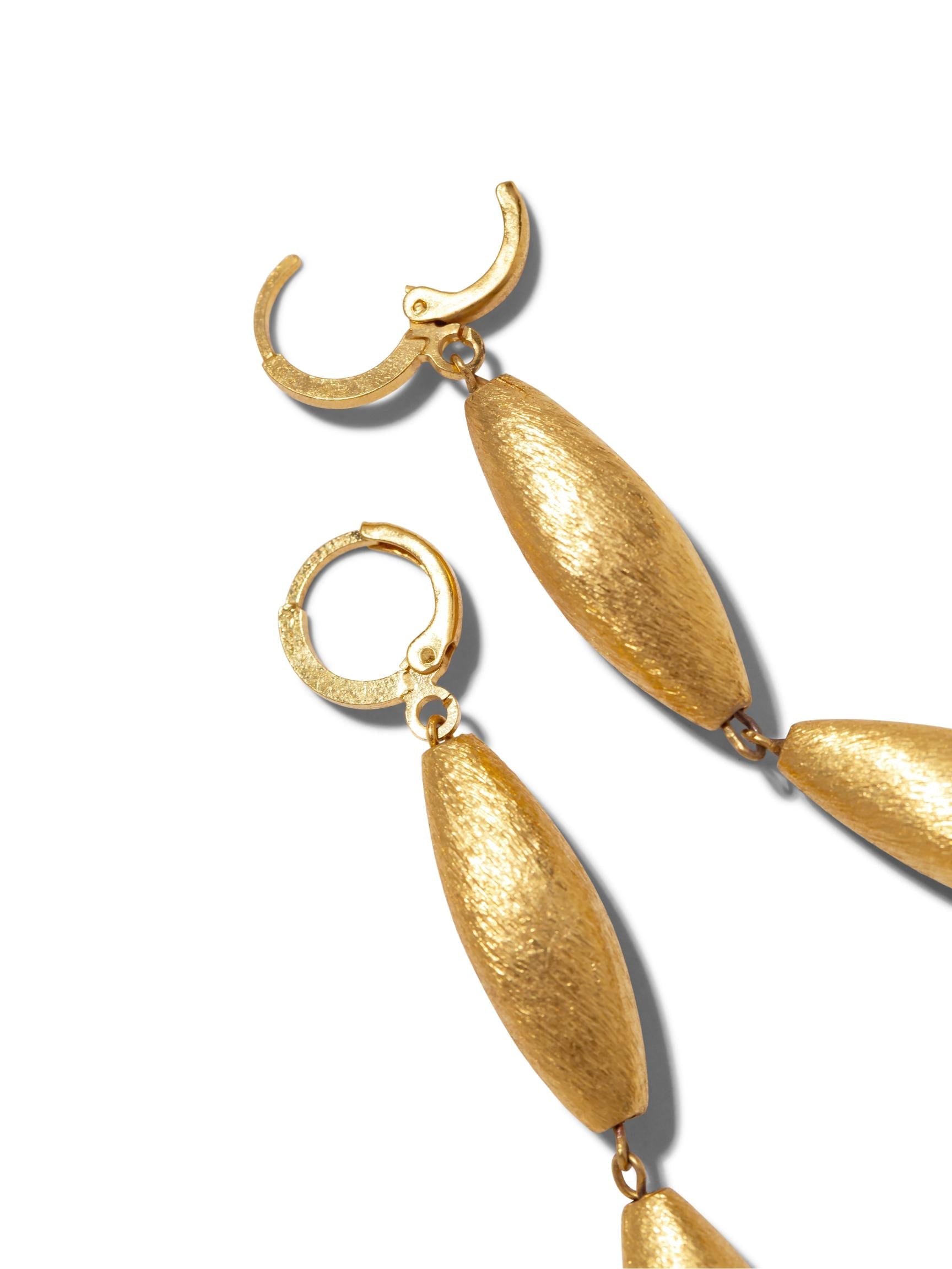 Zeppelin Cora 3 Drop Gold Leverback Earrings-Earrings-JAREDJAMIN Jewelry Online-JAREDJAMIN