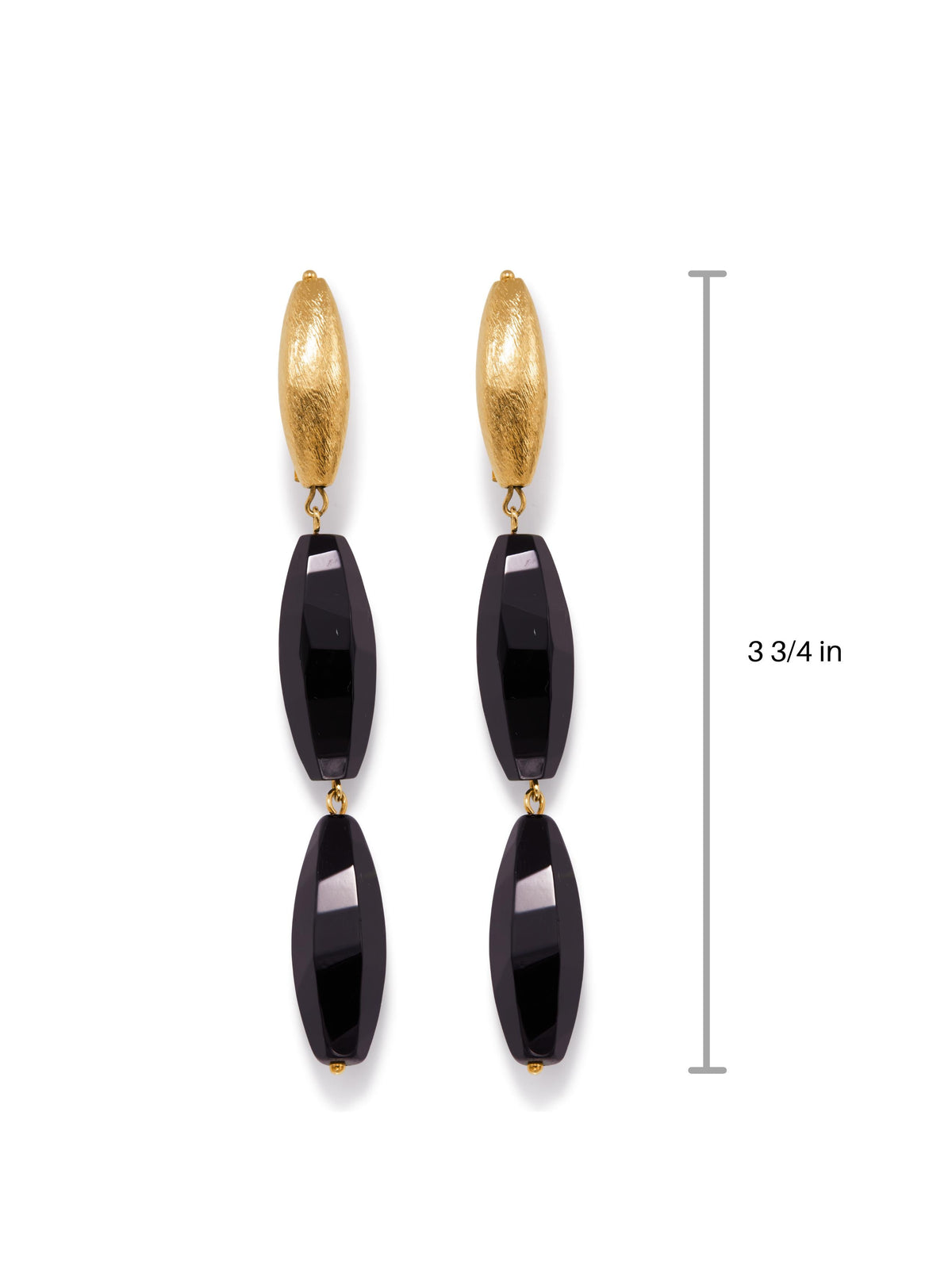 Zeppelin Gold Isla Onyx Clipon Earrings-Earrings-JAREDJAMIN Jewelry Online-Gold-JARED JAMIN