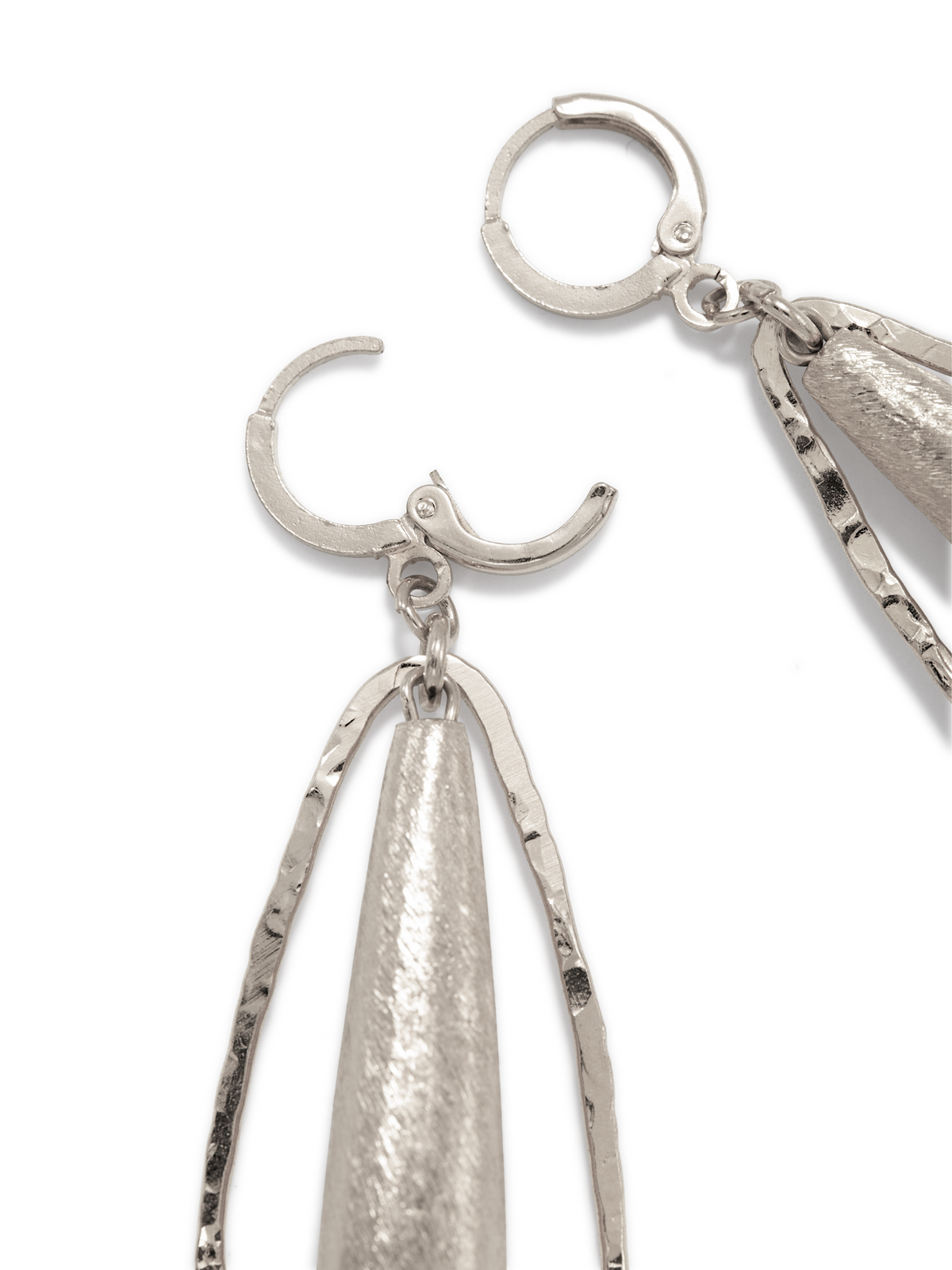 Zeppelin Hailey White Rhodium Leverback Earrings-Earrings-JAREDJAMIN Jewelry Online-JAREDJAMIN - Fashion Jewelry &amp; Accessories