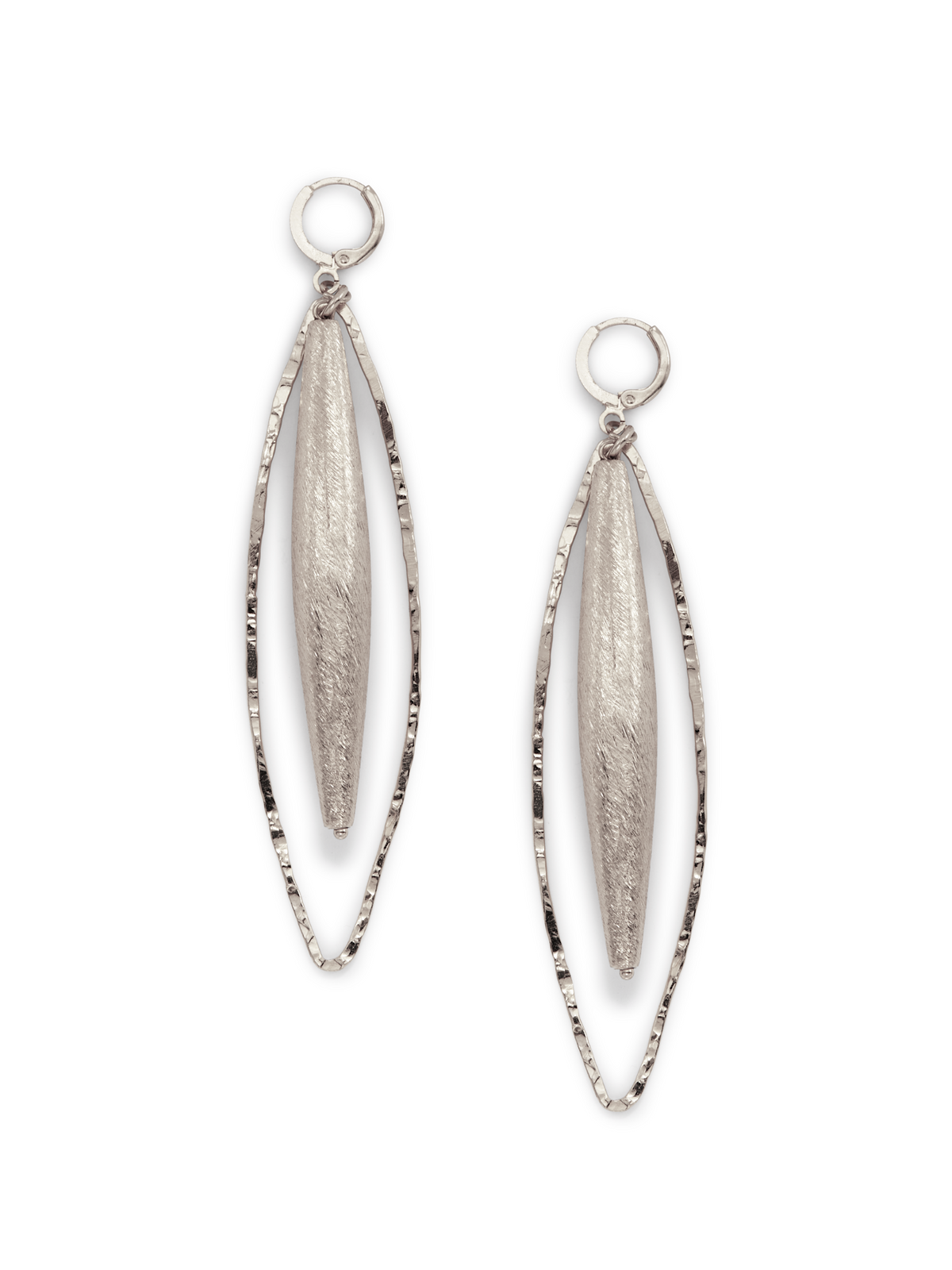 Zeppelin Hailey White Rhodium Leverback Earrings-Earrings-JAREDJAMIN Jewelry Online-JAREDJAMIN - Fashion Jewelry &amp; Accessories