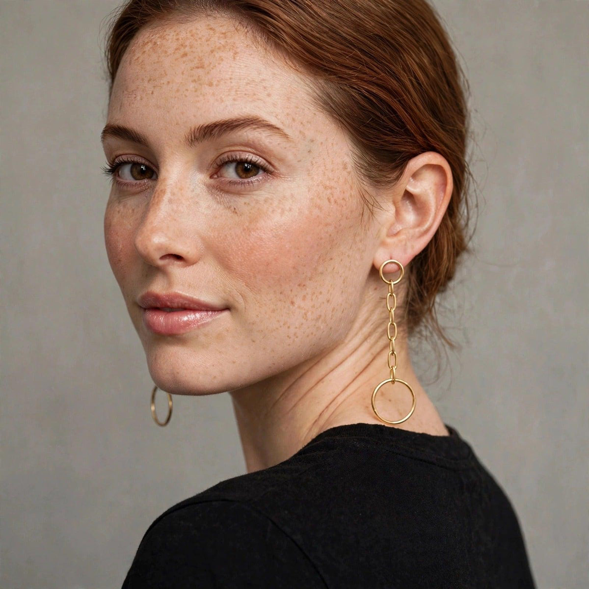 Gold Chain Reaction Drop Post Earrings