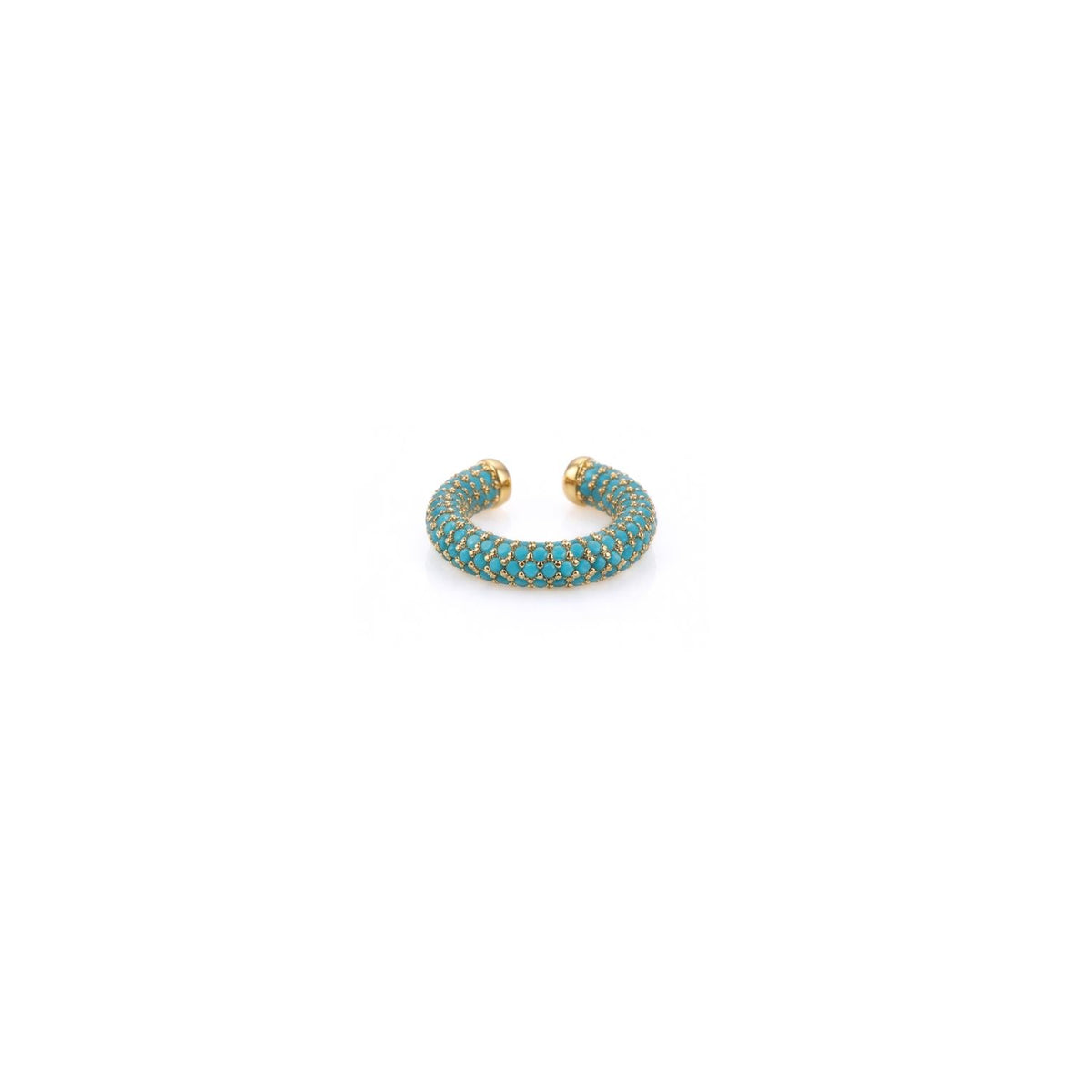 Hand-assembled in our West Hollywood studio, the Elara CZ Gold Plated Ear Cuff sculpts turquoise fish-scale patterning and pavé cubic zirconia. Crafted in small batches with eco-minded care. Style Note: punctuates both tailored shirting and after-dark silhouettes.
