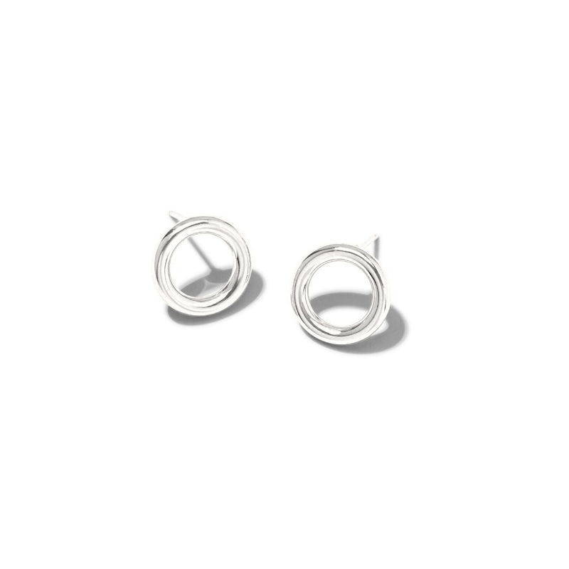 Silver Small Rhodri Circular Post Earrings