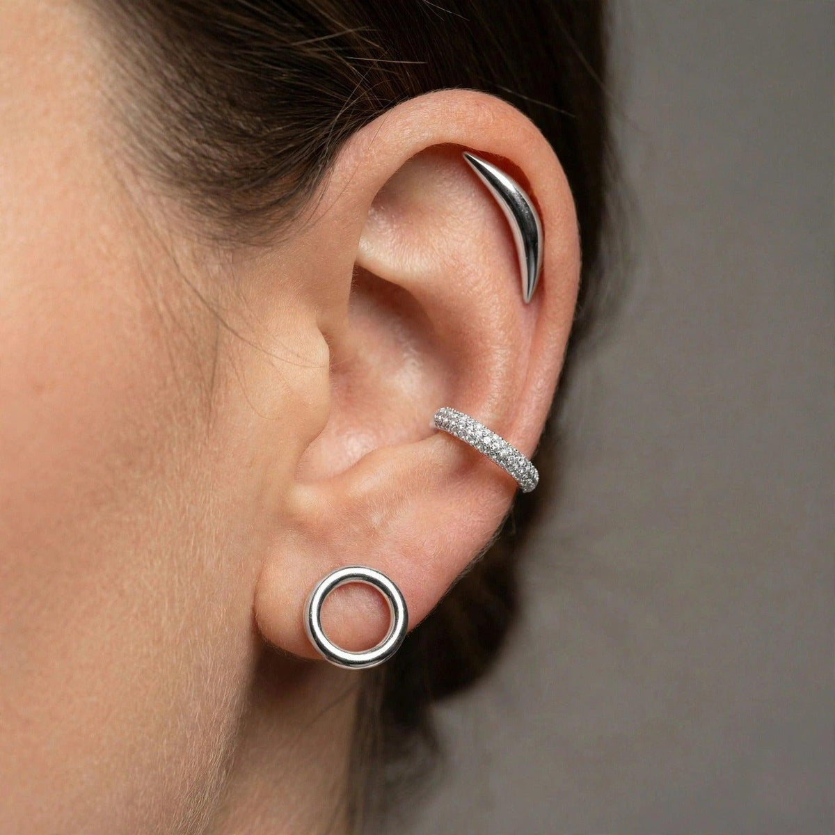 Silver Small Rhodri Circular Post Earrings