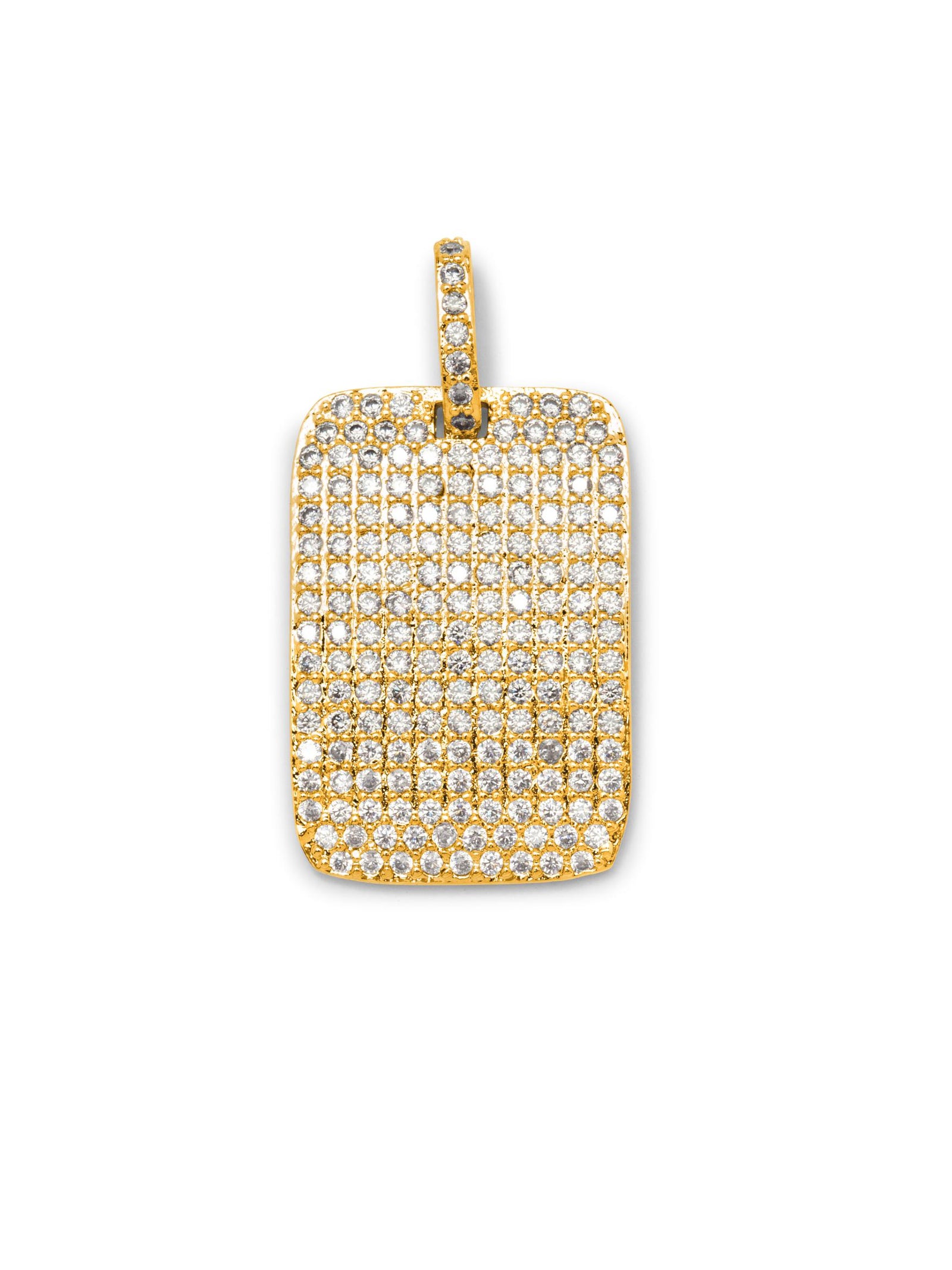 Gold Pavé Dog Tag Necklace Pendant Charm-Pendant Charms-JAREDJAMIN Jewelry Online-JAREDJAMIN