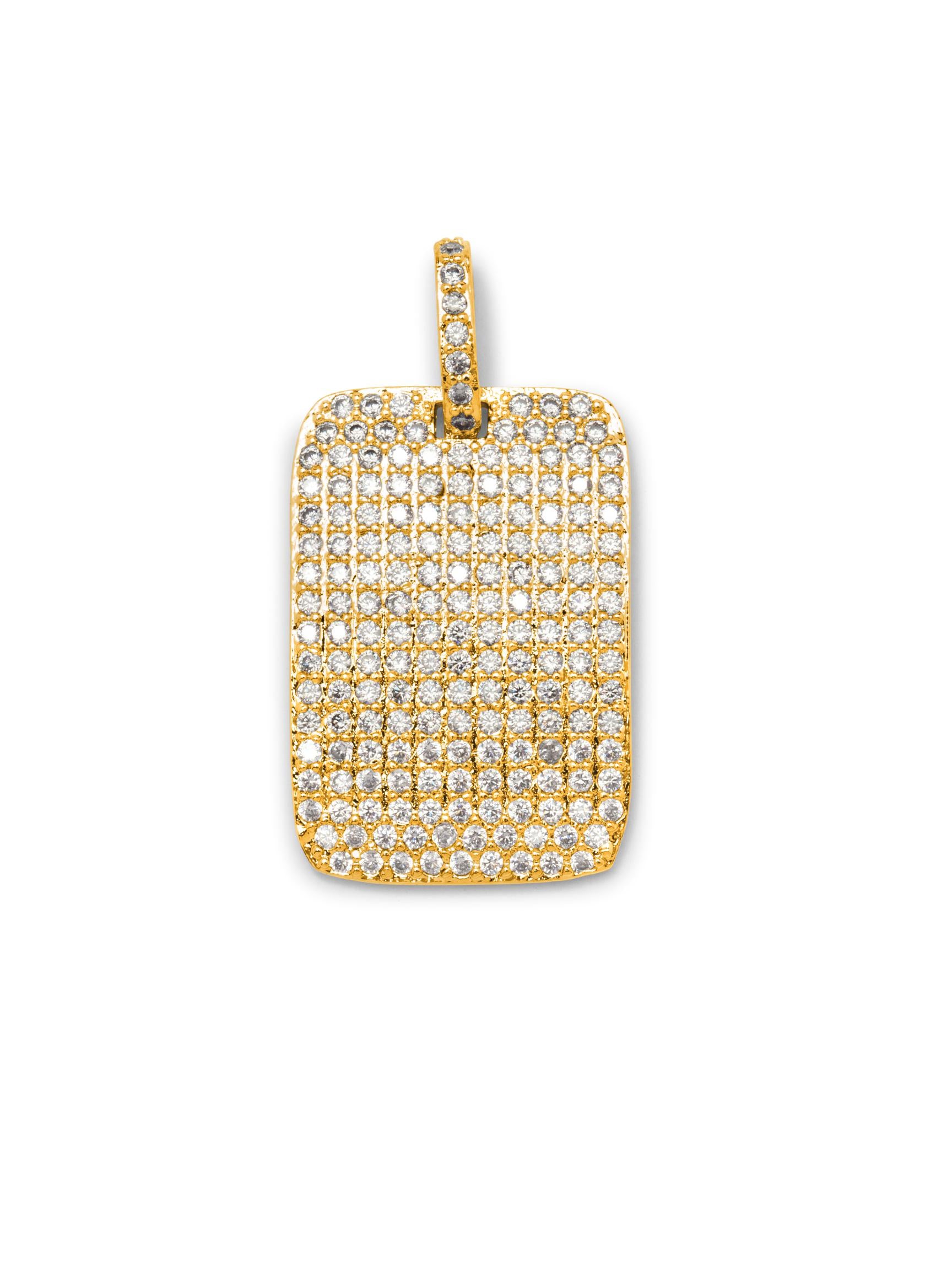 Gold Pavé Dog Tag Necklace Pendant Charm-Pendant Charms-JAREDJAMIN Jewelry Online-JAREDJAMIN