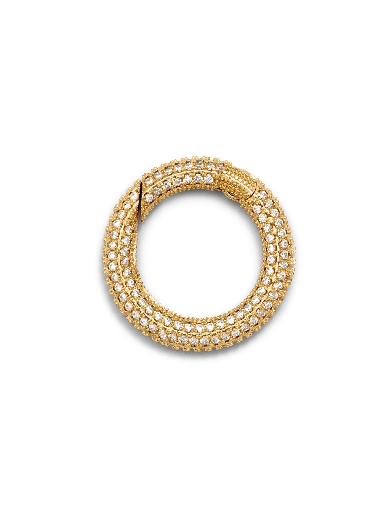 Gold Circular Pavé Clicker Clasp-Pendant Charms-JAREDJAMIN Jewelry Online-Gold-JAREDJAMIN