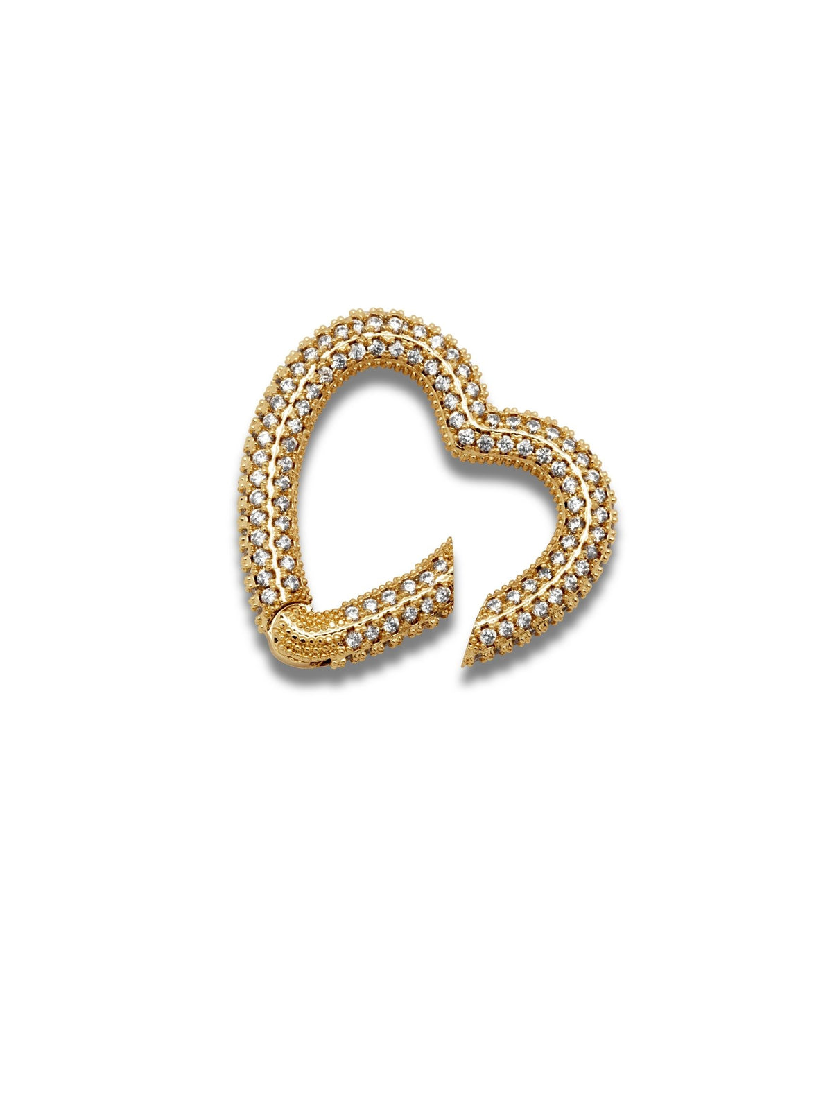 Gold Heart Pavé Clicker Clasp-Pendant Charms-JAREDJAMIN Jewelry Online-JAREDJAMIN