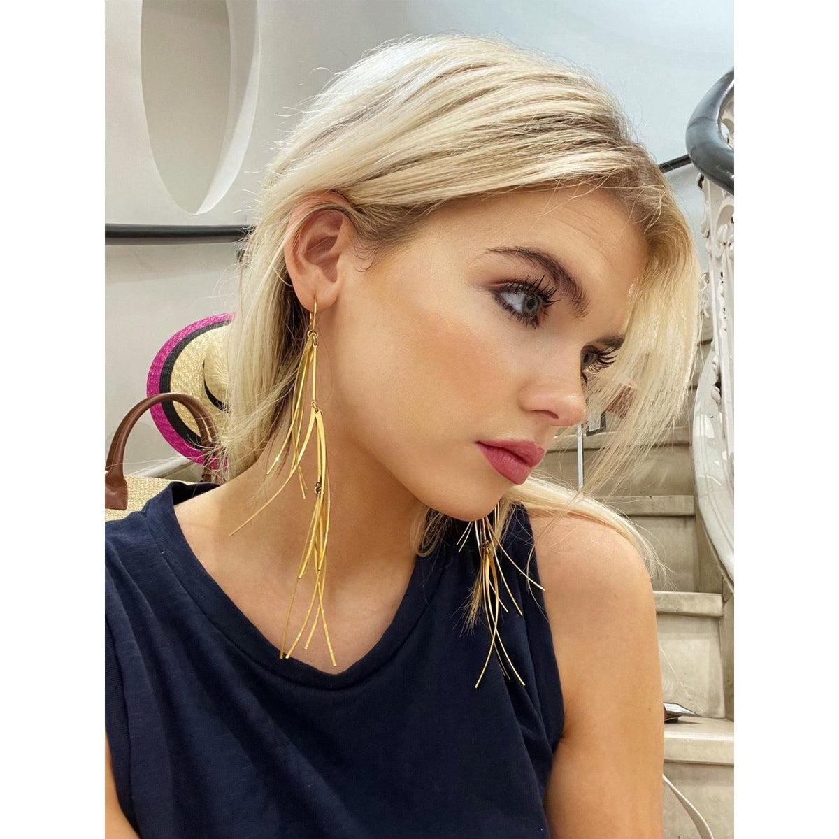 Gold tinsel deals earrings