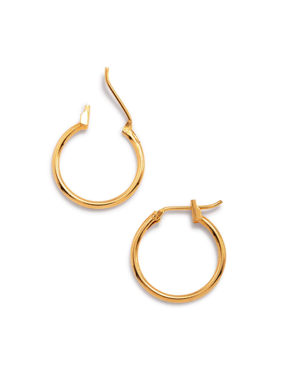 Small, brillant or créole boucles d'oreilles—the or Kahlo créole Click-Top boucles d'oreilles xs par JAREDJAMIN bijoux—are montré sur a plain fond blanc. One boucle d'oreille lies flat avec its clasp open; the other is angled, clasp closed. Simple, unadorned design.