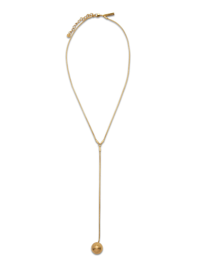ゴールド Orbita Y-ネックレス JAREDJAMIN製 ジュエリーオンライン showcases a tarnish-resistant 18K ゴールド チェーンとan adjustable clasp, forming a Y-shape. vertical ドロップ is finished 付きの smooth, spherical ゴールド ペンダント at end.