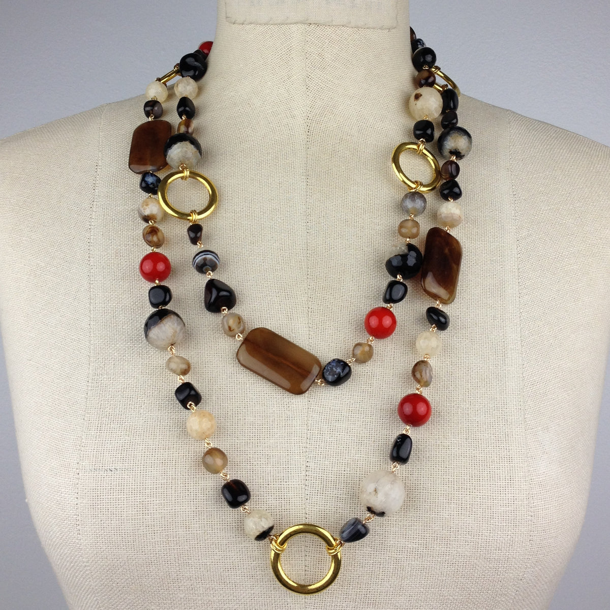Via Condotti Necklace-Necklaces-JAREDJAMIN Jewelry Online-Black / Red-JARED JAMIN