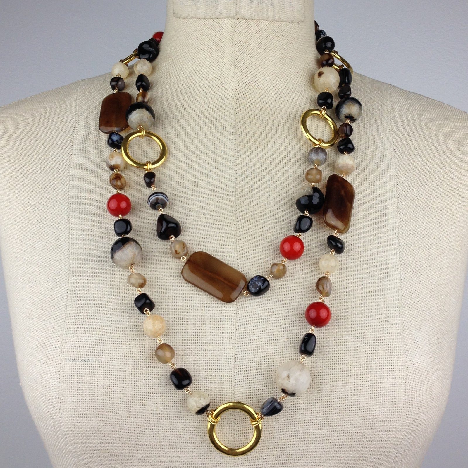Via Condotti Necklace-Necklaces-JAREDJAMIN Jewelry Online-Black / Red-JARED JAMIN