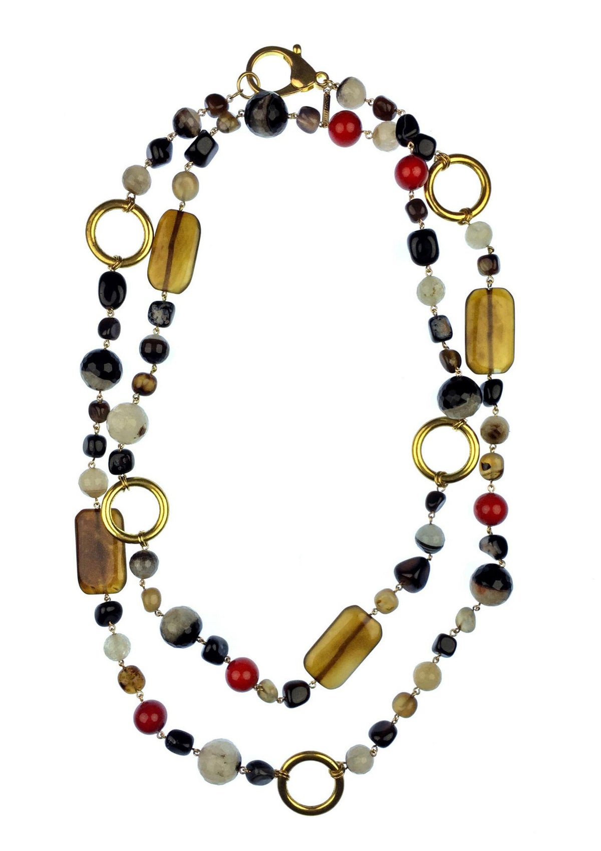 Via Condotti Necklace-Necklaces-JAREDJAMIN Jewelry Online-Black / Red-JARED JAMIN